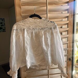 Anthropologie Cream Lace Blouse